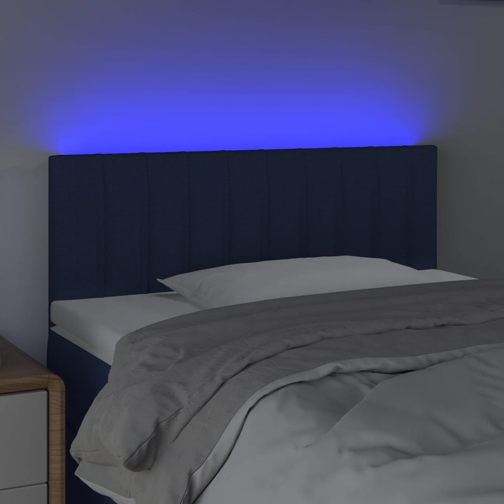 vidaXL Hoofdbord LED 90x5x78/88 cm stof blauw afbeelding
