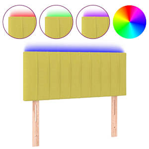 Čelo postele s LED zelené 90x5x78/88 cm textil - obrázek 2