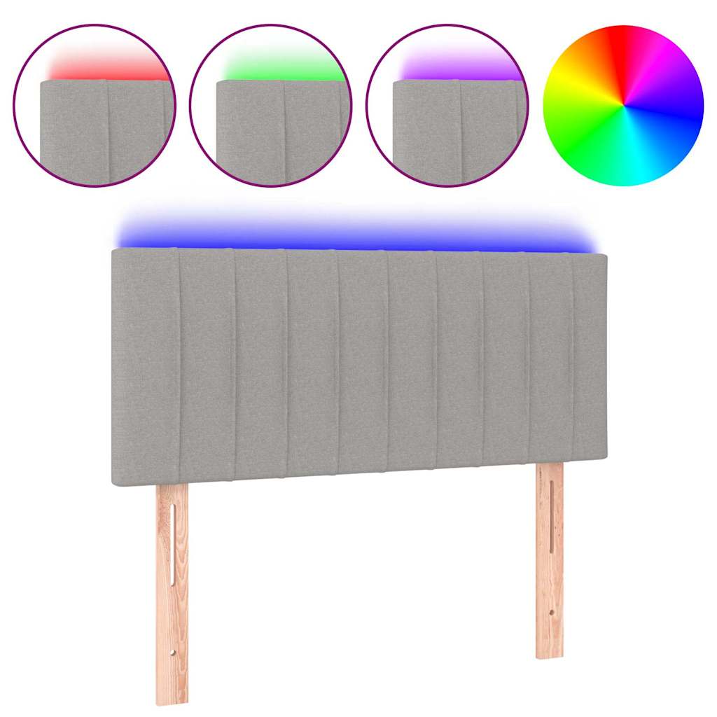 vidaXL Tăblie de pat cu LED, gri deschis, 100x5x78/88 cm, textil