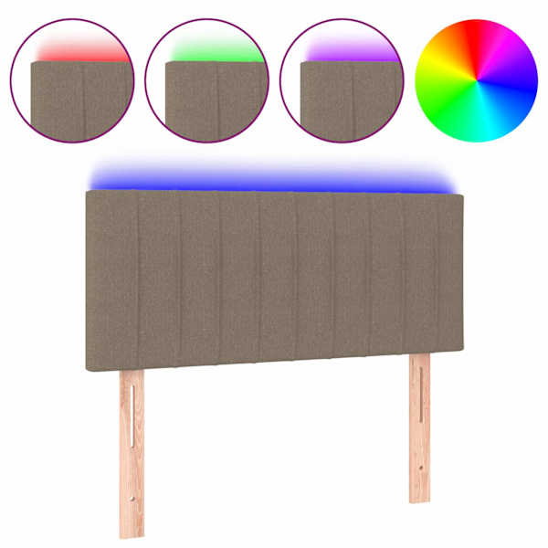 vidaXL LED-voodipeats, pruunikashall, 100x5x78/88 cm, kangas