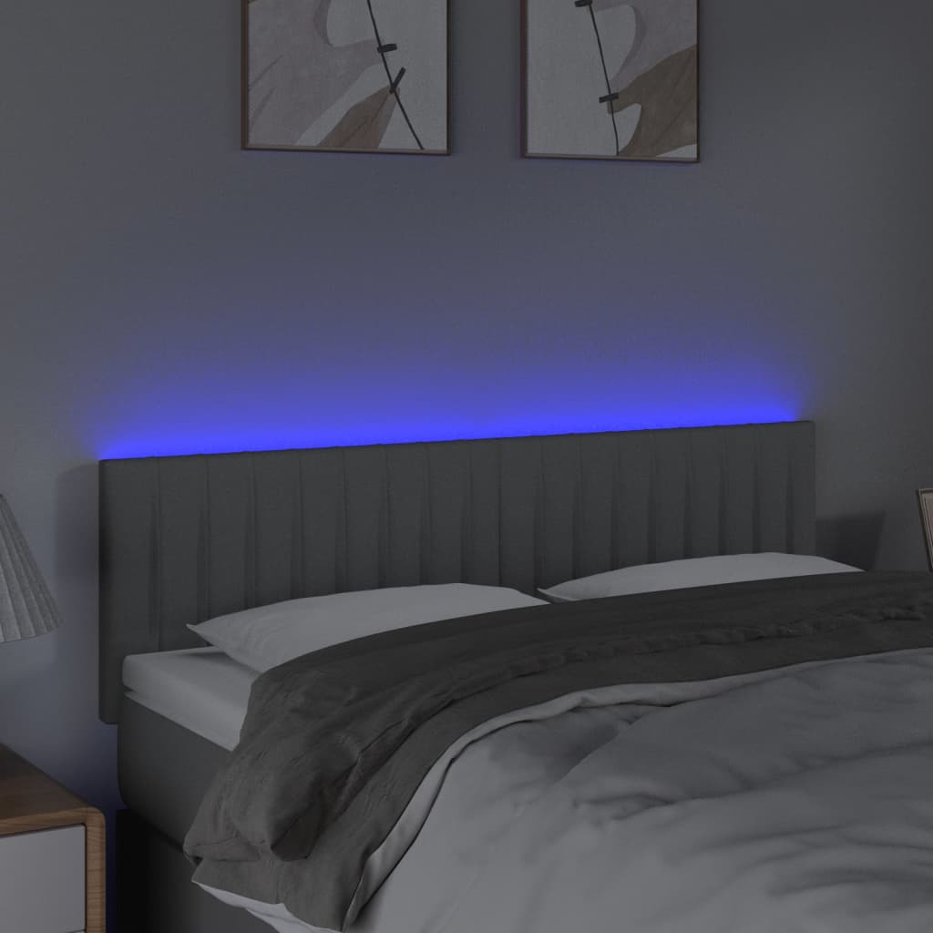 Thumbnail - vidaXL LED Kopfteil Hellgrau 144x5x78/88 cm Stoff
