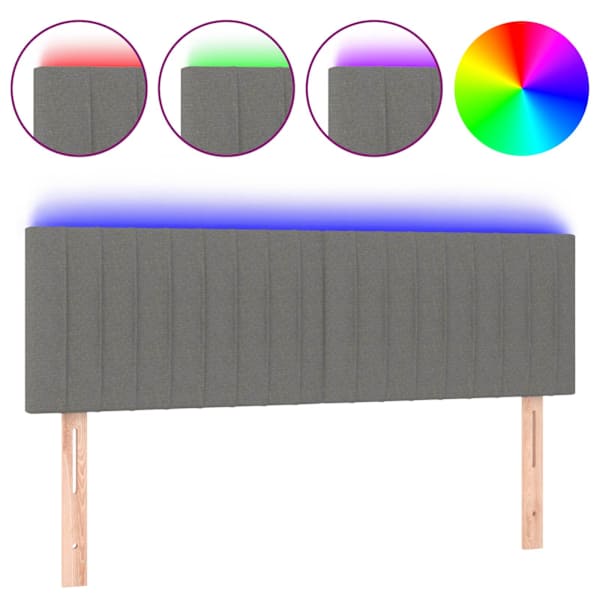 vidaXL LED-voodipeats, tumehall, 144x5x78/88 cm, kangas