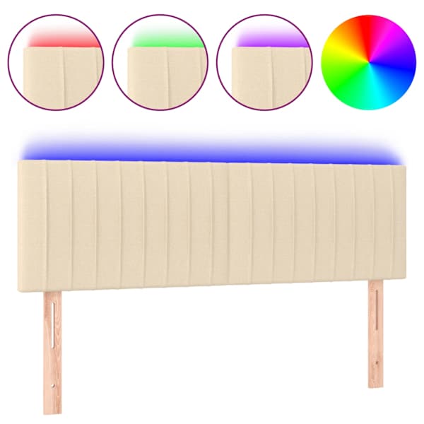 vidaXL LED-voodipeats, kreemjas, 144x5x78/88 cm, kangas