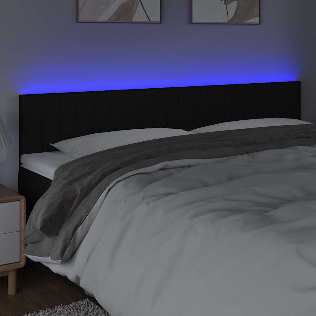 vidaXL Hoofdbord LED 160x5x78/88 cm stof zwart, foto 2