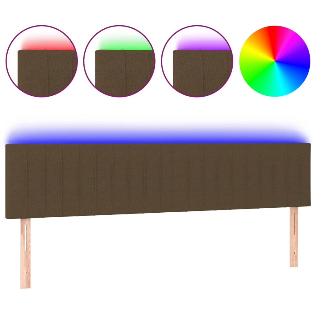 vidaXL Čelo postele s LED tmavě hnědé 160x5x78/88 cm textil