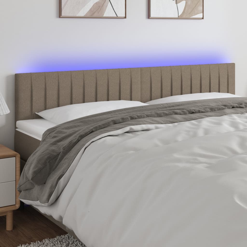 vidaXL Tăblie de pat cu LED, gri taupe, 160x5x78/88 cm, textil