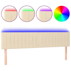 vidaXL LED-voodipeats, kreemjas, 160x5x78/88 cm, kangas