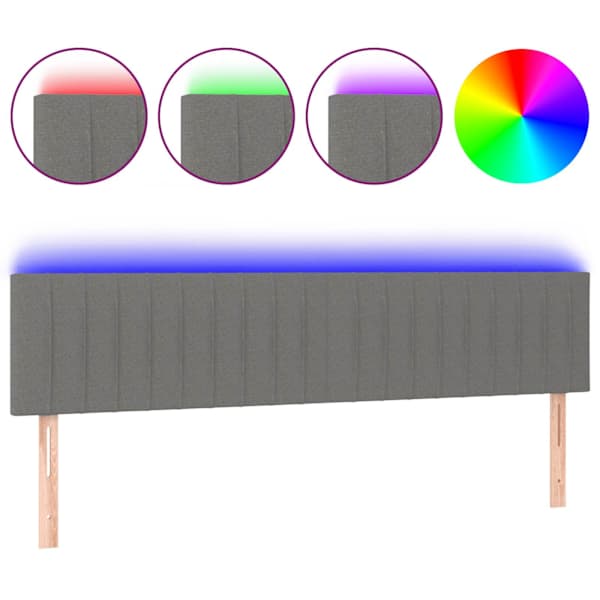 vidaXL LED-voodipeats, tumehall, 180x5x78/88 cm, kangas
