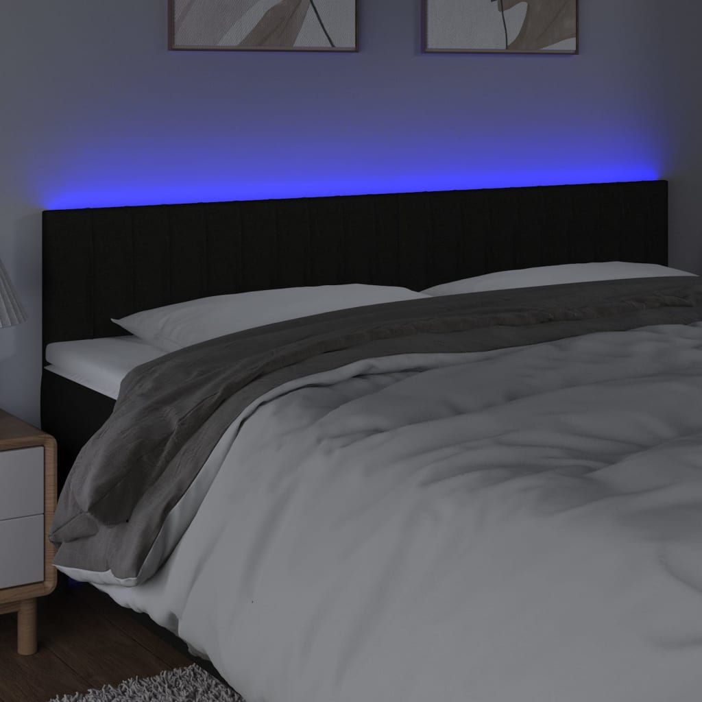 vidaXL Hoofdbord LED 180x5x78/88 cm stof zwart afbeelding