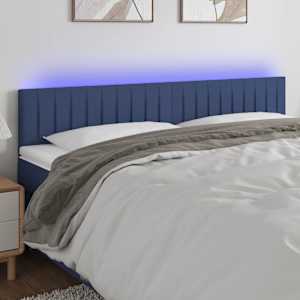 Čelo postele s LED modré 180x5x78/88 cm textil - obrázek 1