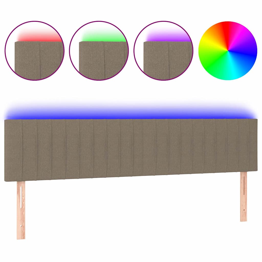 vidaXL Hoofdbord LED 200x5x78/88 cm stof taupe, foto 3