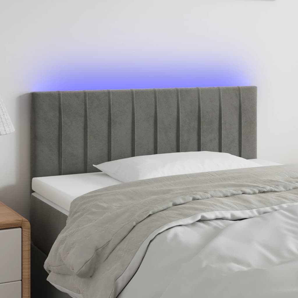 vidaXL Tête de lit à LED Gris clair 80x5x78/88 cm Velours