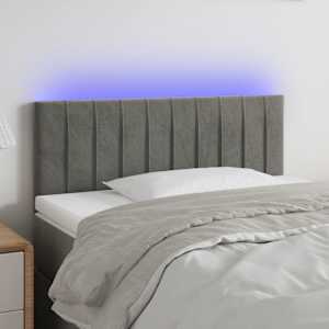 Čelo postele s LED světle šedé 80 x 5 x 78/88 cm samet - obrázek 1