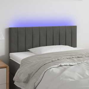 Čelo postele s LED tmavě šedé 80 x 5 x 78/88 cm samet - obrázek 1