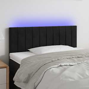 Čelo postele s LED černé 80 x 5 x 78/88 cm samet - obrázek 1