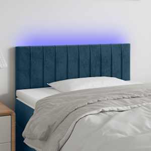 Čelo postele s LED tmavě modré 80 x 5 x 78/88 cm samet - obrázek 1