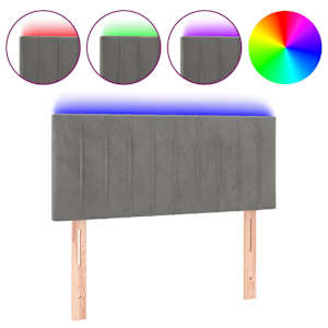 vidaXL LED-voodipeats, helehall, 90x5x78/88 cm, samet