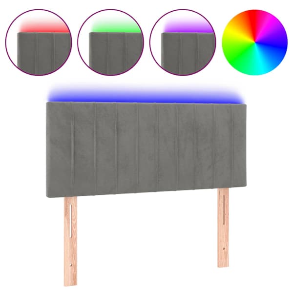 vidaXL LED-voodipeats, helehall, 90x5x78/88 cm, samet