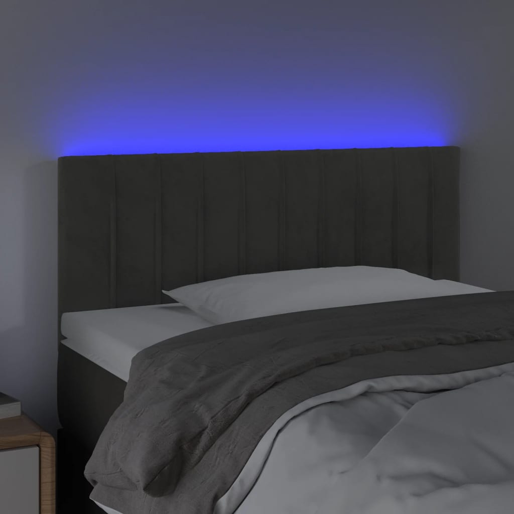 vidaXL Hoofdbord LED 90x5x78/88 cm fluweel donkergrijs afbeelding