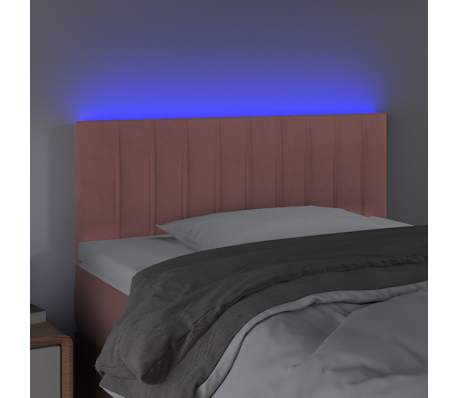 vidaXL Cabeceira de cama c/ luzes LED veludo 90x5x78/88 cm rosa