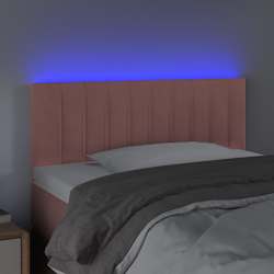 vidaXL Cabeceira de cama c/ luzes LED veludo 90x5x78/88 cm rosa