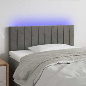 Čelo postele s LED světle šedé 100 x 5 x 78/88 cm samet - obrázek 1
