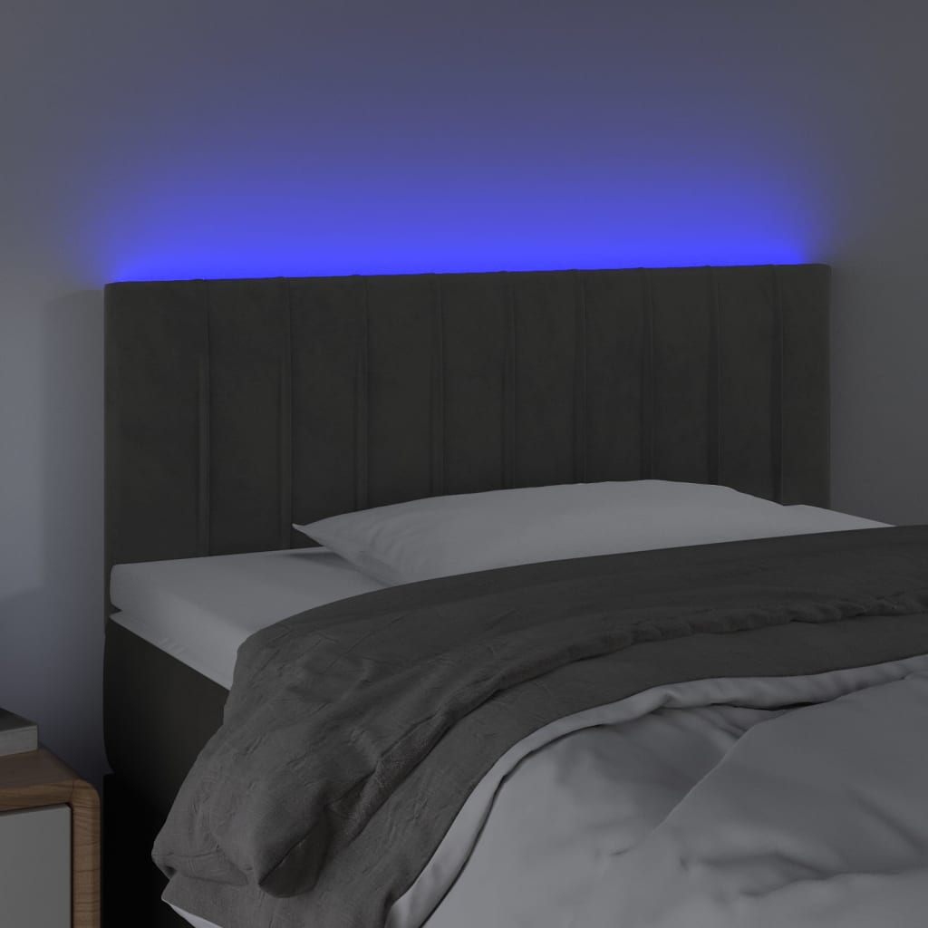 vidaXL Hoofdbord LED 100x5x78/88 cm fluweel donkergrijs afbeelding