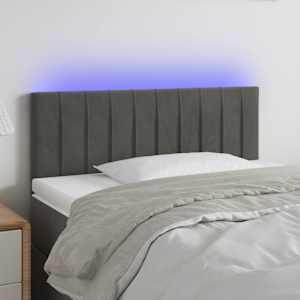 Čelo postele s LED tmavě šedé 100x5x78/88 cm samet - obrázek 1