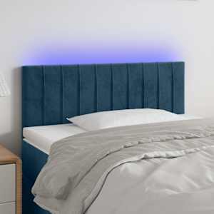 Čelo postele s LED tmavě modré 100x5x78/88 cm samet - obrázek 1