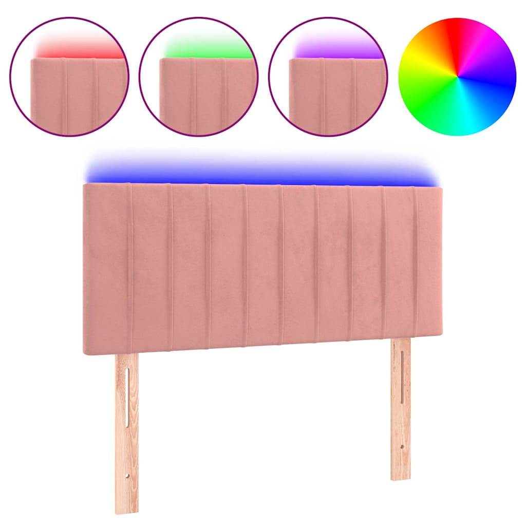 vidaXL Hoofdbord LED 100x5x78/88 cm fluweel roze, foto 3