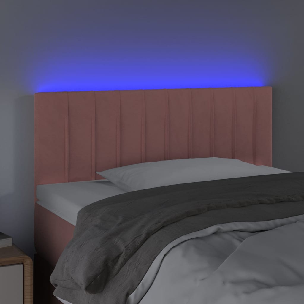 vidaXL Hoofdbord LED 100x5x78/88 cm fluweel roze afbeelding