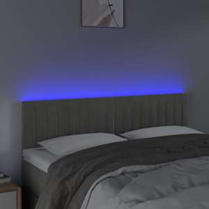 Čelo postele s LED světle šedé 144 x 5 x 78/88 cm samet - obrázek 3