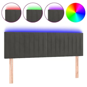 vidaXL LED-voodipeats, tumehall, 144x5x78/88 cm, samet