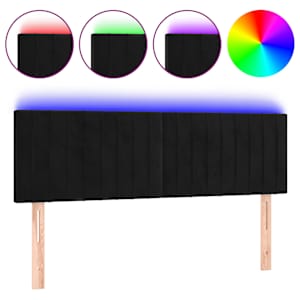 vidaXL LED-voodipeats, must, 144x5x78/88 cm, samet