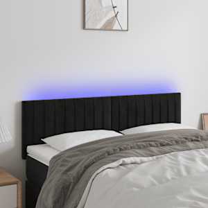 LED posteljno vzglavje črno 144x5x78/88 cm blago