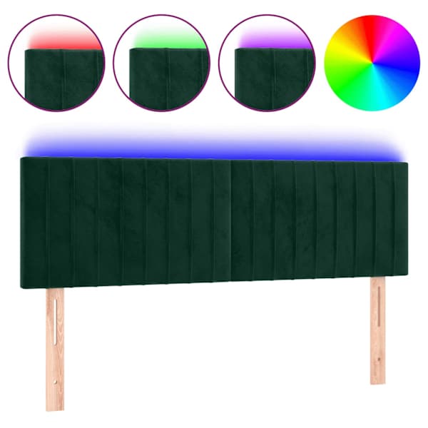 vidaXL LED-voodipeats, tumeroheline, 144x5x78/88 cm, samet