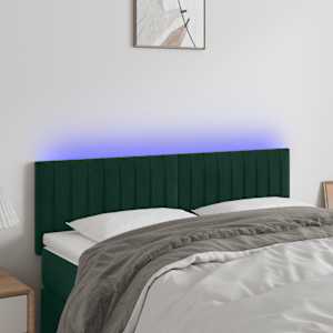 LED posteljno vzglavje temno zeleno 144x5x78/88 cm žamet
