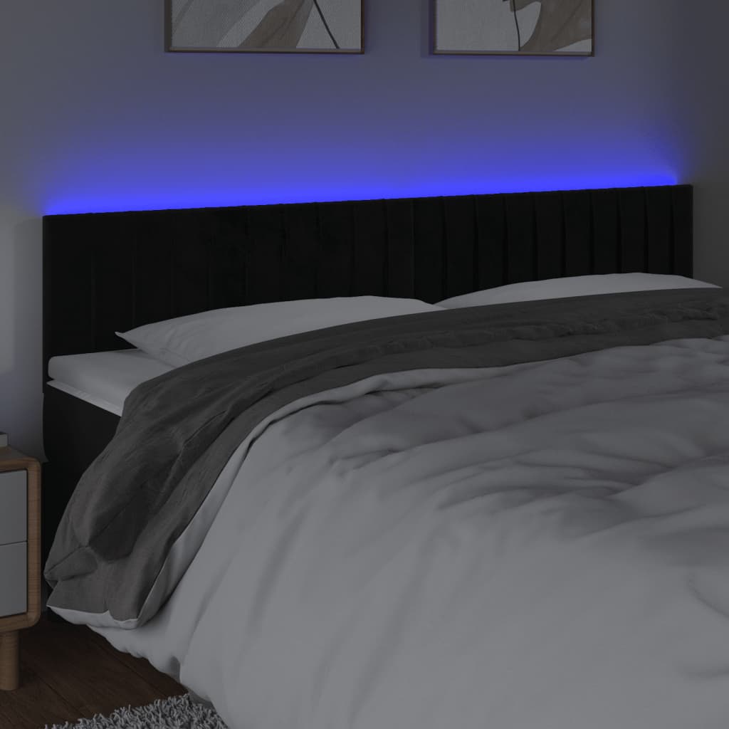 vidaXL Hoofdbord LED 160x5x78/88 cm fluweel zwart afbeelding