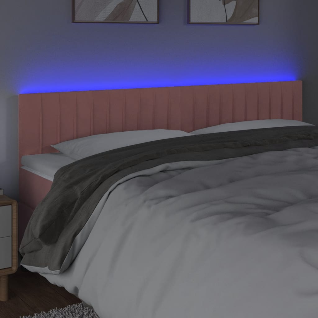 Thumbnail - vidaXL LED Kopfteil Rosa 160x5x78/88 cm Samt
