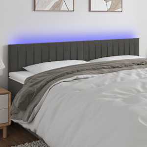 Čelo postele s LED tmavě šedé 200x5x78/88 cm samet