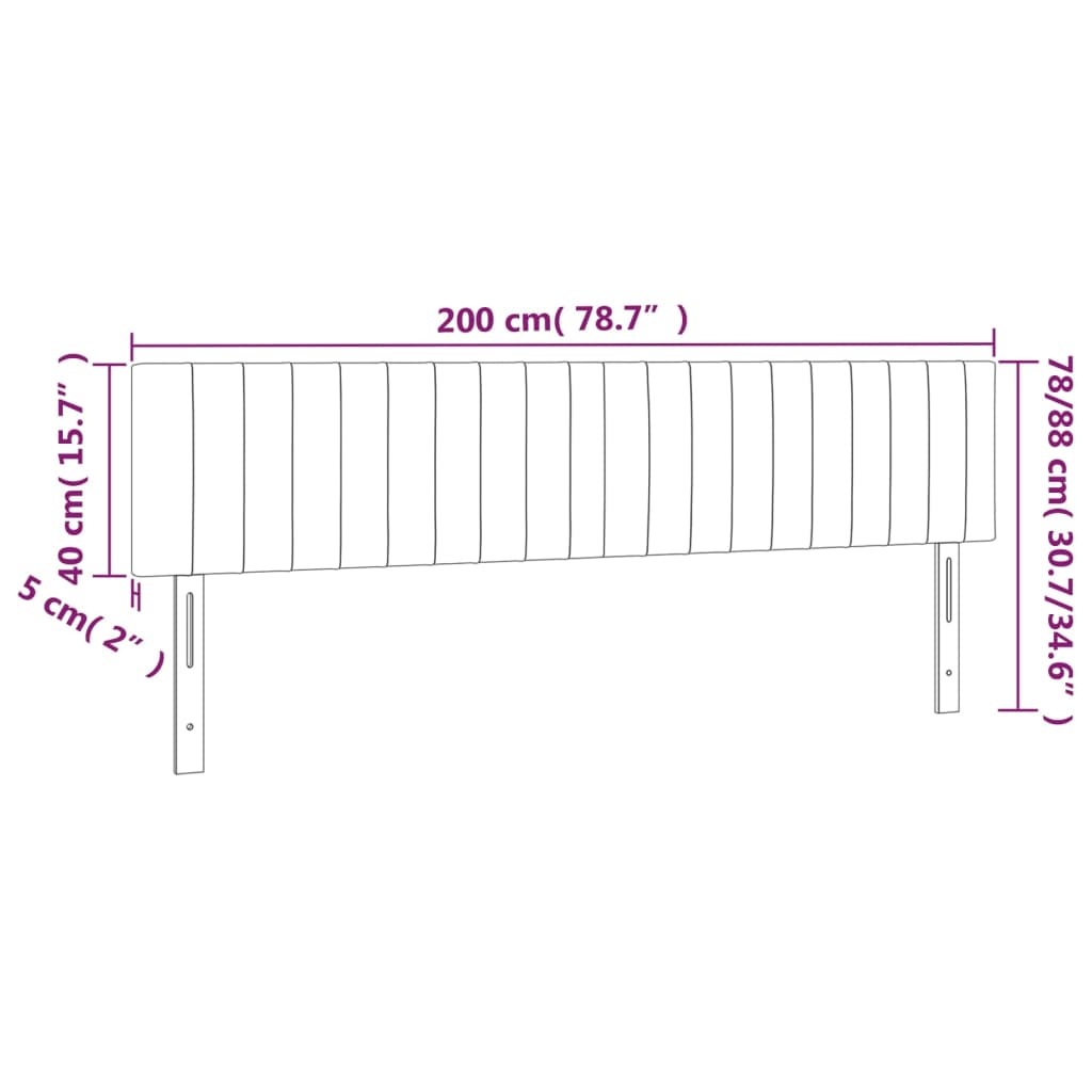 LED posteljno vzglavje črno 200x5x78/88 cm žamet