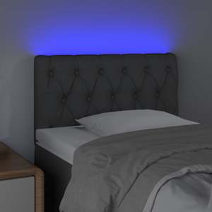Čelo postele s LED světle šedé 80 x 7 x 78/88 cm textil - obrázek 3