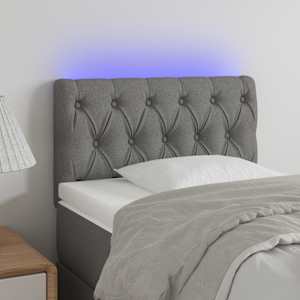 Čelo postele s LED tmavě šedé 80 x 7 x 78/88 cm textil - obrázek 1