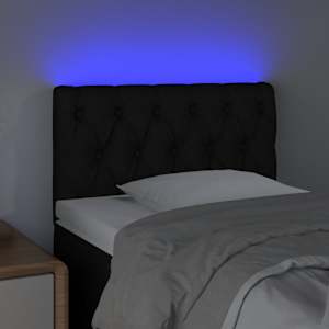 Čelo postele s LED černé 80 x 7 x 78/88 cm textil - obrázek 3