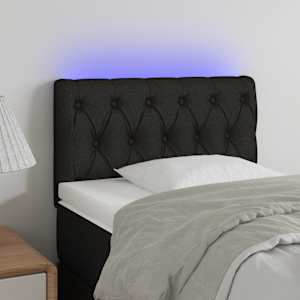 Čelo postele s LED černé 80 x 7 x 78/88 cm textil - obrázek 1