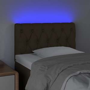 Čelo postele s LED tmavě hnědé 80 x 7 x 78/88 cm textil - obrázek 3