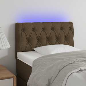 Čelo postele s LED tmavě hnědé 80 x 7 x 78/88 cm textil - obrázek 1