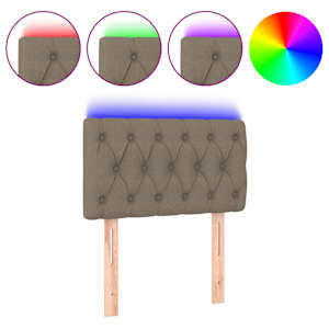 Čelo postele s LED taupe 80 x 7 x 78/88 cm textil - obrázek 2