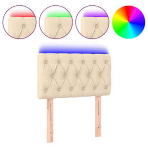 Čelo postele s LED krémové 80 x 7 x 78/88 cm textil - obrázek 2