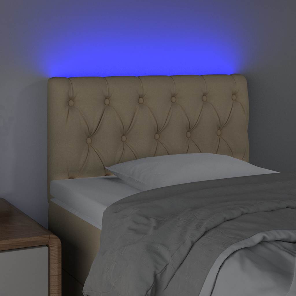 vidaXL Hoofdbord LED 80x7x78/88 cm stof crèmekleurig, foto 2